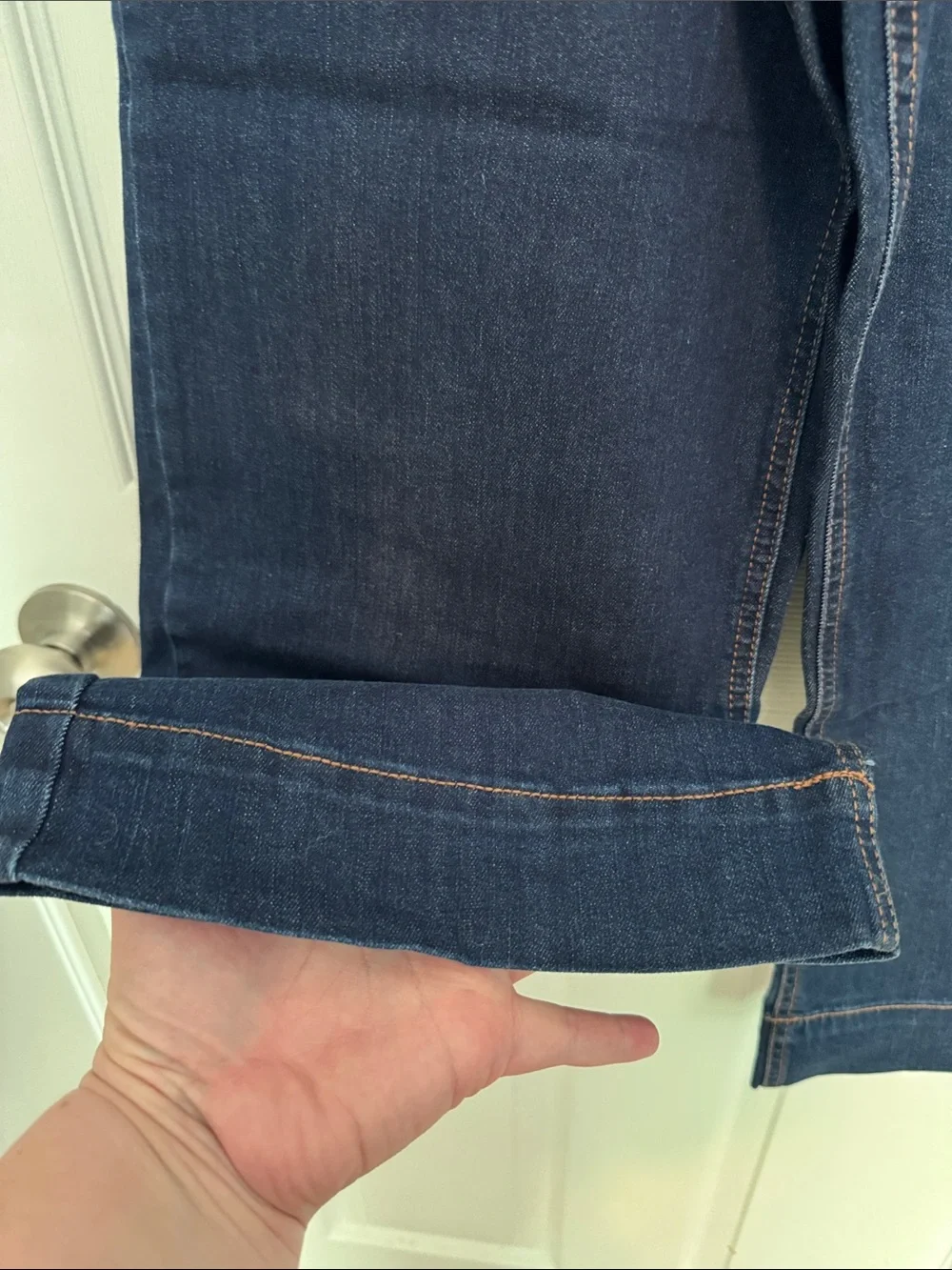 NWT Time and Tru Dark Blue Button-Front Wide Leg Cropped Jeans - Picture 5 of 9